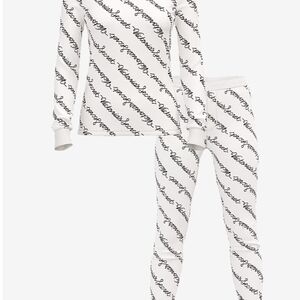 Victoria's SecretThermal Long Pajama Set,WITHE /Black LOGO  Size S New with tags